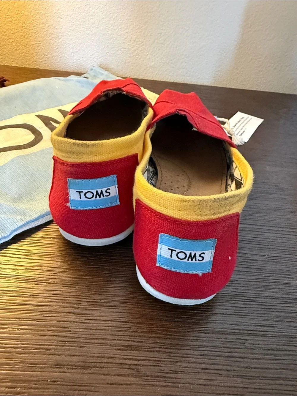 Toms Women’s USC Canvas Slip-On Moccasins in Red and Yellow
